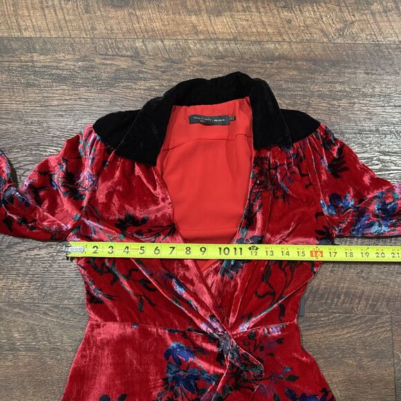 House of Harlow Revolve Joline Dress Mini Red Fluer Velvet Wrap Size XS New - Picture 8 of 13